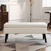 43.3"W Storage Bench for Bedroom, End of Bed Bench, Entryway Ottoman with Solid Wood Legs, Linen/PU Leather Upholstery, 300lbs Capacity - ModernLuxe - 4 of 4
