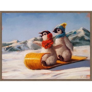 Amanti Art Toboggan by Lucia Heffernan Canvas Wall Art Print Framed 30-in. W x 23-in. H. - 1 of 4