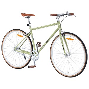 VisioGear Bicycles, Hybrid Bicycle with Single Speed, Bicycles for Men Women Adults, Commuter Bike with Adjustable Seat, Green, 64.97"*24.41"*38.52" - 1 of 4