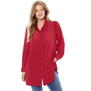 Woman Within Plus Size Velour Shirt - 1 of 4