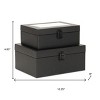 HomeRoots Set Of Two Black Faux Leather And Mirrored Glass Jewelry Boxes - 3 of 4