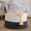 ALEXOUN 20x13IN Natural Cotton Rope Laundry Basket - Soft, Durable & Spacious Storage Hamper for Laundry, Toys, Pillows - Sturdy Handles - 3 of 4