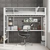 Twin Size Loft Bed with Large Desk and Storage Shelves, Loft Bed with Safety Guardrail and Ladder for Kids Adults, Steel Slats Support, Space Saving - 2 of 4