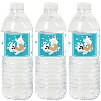 Big Dot of Happiness Arctic Polar Animals - Winter Baby Shower or Birthday Party Water Bottle Sticker Labels - Set of 20