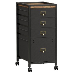 Vintage-Style Table with Under-Table Cabinet (MDF+Iron+Fabric - 1 of 2