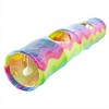 Cat Long Straight Plush Tunnel Toy With Ball,Foldable Scratch-resistant Hideout Tunnel Pet Supplies (Rainbow Wave) - 3 of 4