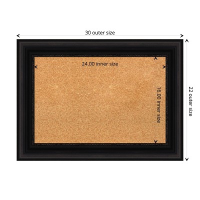 Amanti Art Black Framed Natural Cork Bulletin Board 30" x 22"