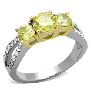 Slickblue Women's Two-Tone Stainless Steel Ring with Topaz & Clear CZs, Engagement, Round, Sizes 5-10 - 1 of 4