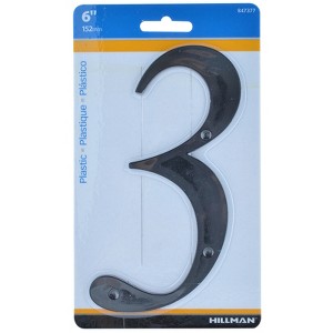 Hillman 6 in. Black Plastic Nail-On Number 3 1 pc (Case of 3) - 1 of 1