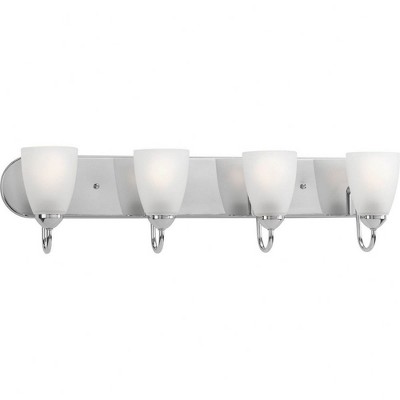 Progress Lighting Gather 4-Light Bath Bracket, Polished Chrome, Etched Glass Shades