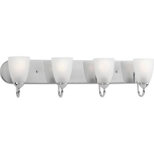 Progress Lighting Gather 4-Light Bath Bracket, Polished Chrome, Etched Glass Shades - 1 of 3