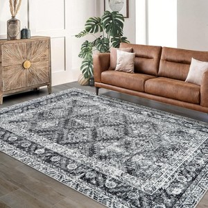 Faux Sheepskin Area Rug, Washable Runner Rug, Stain Resistant, Foldable & Non-Slip Boho Print Carpet for Living Room, Bedroom, Office - 1 of 4