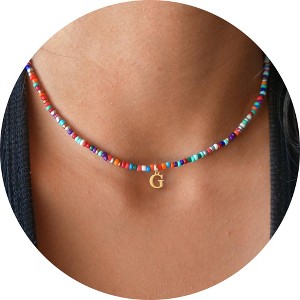 Turandoss Colorful Beaded Initial Necklaces for Girls Women, Gold Choker Necklace for Teen Girl, Teen Girl Gifts Trendy Stuff, Gifts for Girls 8-18 - 1 of 4