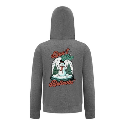 Everyday Kids Christmas Collection Don’t Stop Believin’ Zip Up Hoodie – Holiday Snowman Sweatshirt