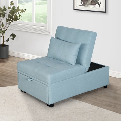 Convertible Sofa Bed 3-in-1 Pull-out Sofa Chair Adjustable Reclining Chair  Grey