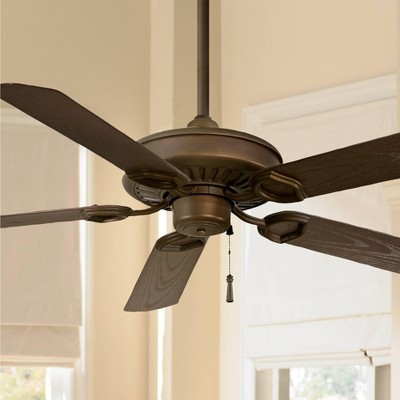 54" Oil Rubbed Bronze and Dark Maple 5-Blade Ceiling Fan with Pull Chain