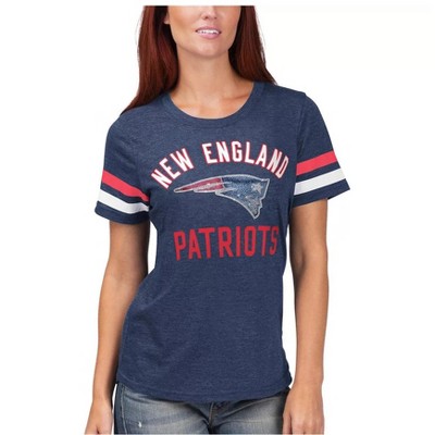 NFL Womens Patriots Rhinestone Logo Embellished T-Shirt, Blue, Medium