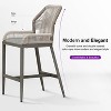 PURPLE LEAF 2 Pieces Bar Stools Patio Modern Rattan Barstools Aluminum Woven Tall Bar Chairs with Cushions for Outdoor Kitchen Island Garden - 4 of 4
