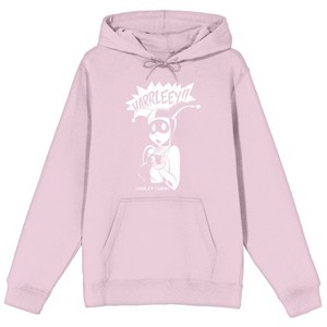 Harley Quinn Joker Costume Long Sleeve Cradle Pink Adult Hooded Sweatshirt - 1 of 2