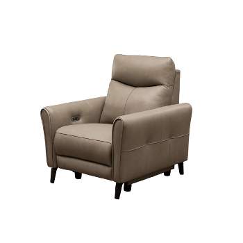 Marley Leather Power Recliner Chair with Power Headrest Beige - Abbyson Living
