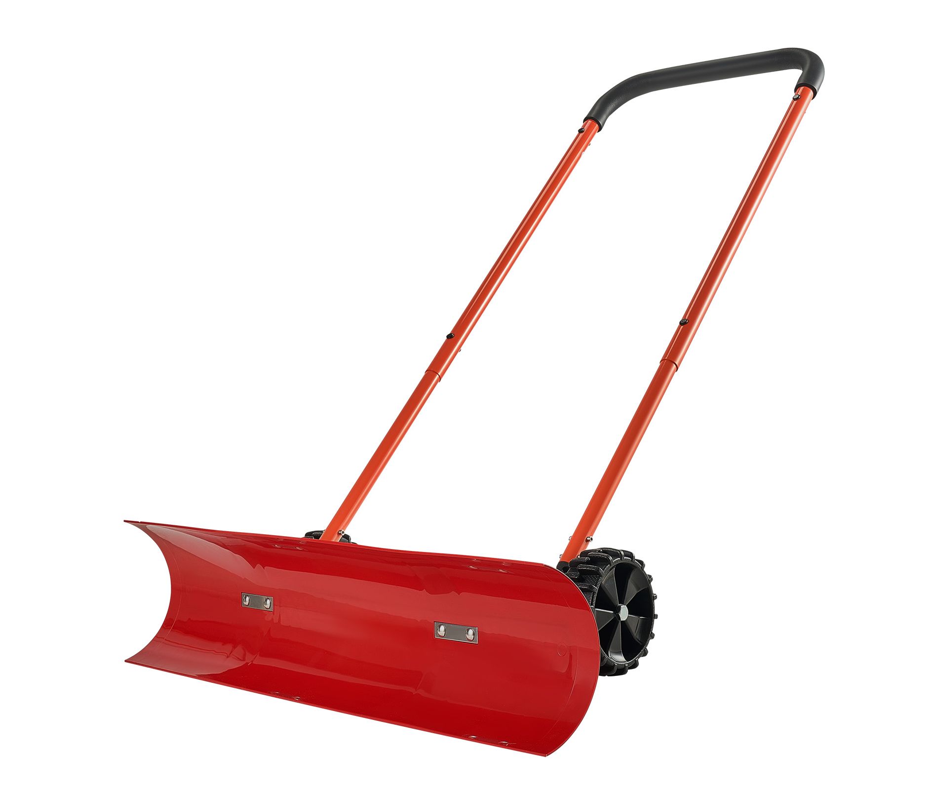 VEVOR Snow Pusher Shovel with Wheels, 37.8 in Wheeled Snowplow Shovel with Bi-Directional Angled Blade & 90° Adjustable Handle, Red