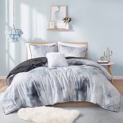 Charcoal Twin Microfiber Tie Dye Comforter Set with Pillow