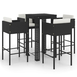 vidaXL Patio Bar Set Outdoor Bistro Set Bar Stool Bistro Table Poly Rattan - Black 4 Piece - 1 of 4