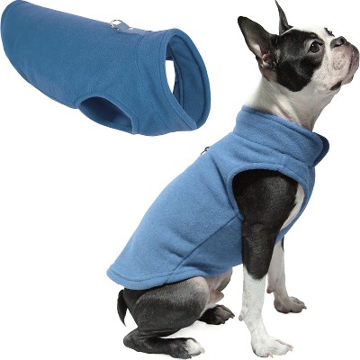 Gooby Fleece Vest, Small Dog Pullover Fleece Jacket with Leash Ring, Blue, Small