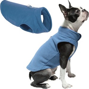 Gooby Fleece Vest, Small Dog Pullover Fleece Jacket with Leash Ring, Blue, Medium - 1 of 2
