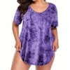 Women Plus Size V-Neck Tunic Tops Loose T Shirt with Pocket - 3 of 4