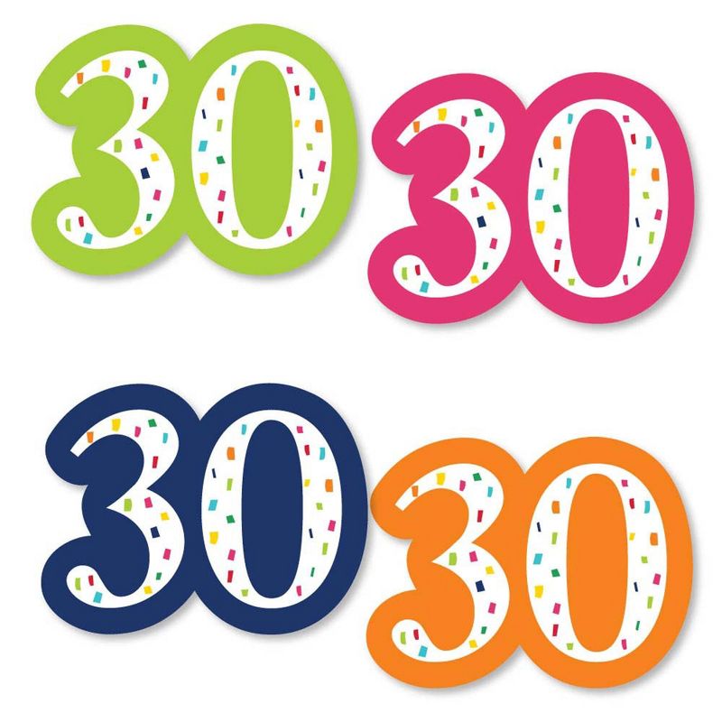 Big Dot of Happiness 30th Birthday - Cheerful Happy Birthday - DIY Shaped Colorful Thirtieth Birthday Party Cut-Outs - 24 Count, 1 of 5