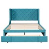 Queen Size Upholstered Platform Bed Velvet Storage Bed with Wingback Headboard and a Big Drawer-ModernLuxe - image 4 of 4