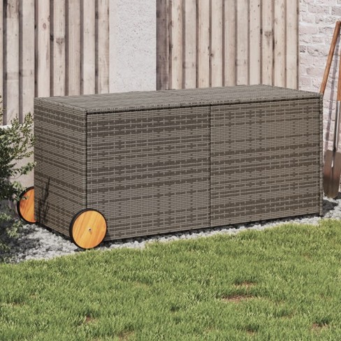 vidaXL Garden Storage Box with Wheels Gray 74.8 Gal Poly Rattan - image 1 of 4