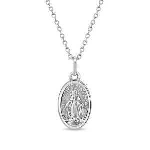 Girls' Miraculous Virgin Mary Oval Sterling Silver Pendant Necklace - In Season Jewelry - 1 of 1