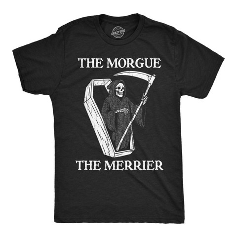 Мужские футболки Crazy Dog T-Shirts, Inc. Mens Funny T Shirts The Morgue The Merrier Sarcastic Grim Reaper Graphic Novelty Tee for Men - Crazy Dog Men's T Shirt For Halloween Season Black XL