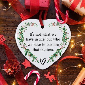 Friendship Christmas Ornament 2025 – Inspirational Ceramic Heart Ornament - Unique Thank You Message Ornament - 1 of 4