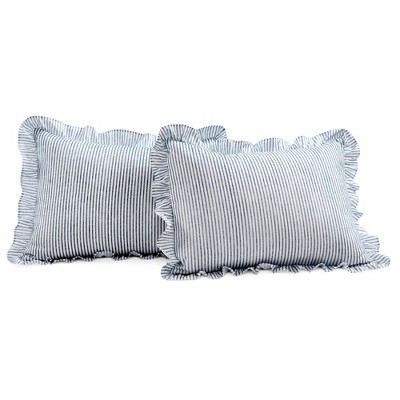 Navy Striped Ruffled Twin Bedspread Set for Girls