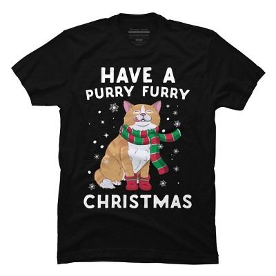Men's Design By Humans Have A Purry Furry Christmas Cat By Freshoutlook T-Shirt