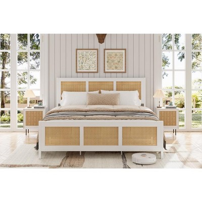 Full/Queen/King Size Rattan Bed Frame with Headboard