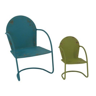 Transpac Mini Metal Vintage Garden Chairs Set of 2 Home Decorations Spring