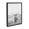 Kate and Laurel Sylvie Highland Cow Mountain Landscape Black and White Framed Canvas by The Creative Bunch Studio, 18x24, Black - 2 of 4