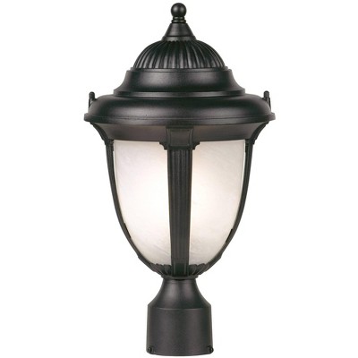 John Timberland Rustic Outdoor Post Light Pier Mount Fixture Black 16 3/4" Marbleized Glass for Exterior Garden Yard Porch Deck