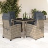 vidaXL 5 Piece Patio Dining Set - Gray Poly Rattan, Cushioned Seating, Adjustable Chairs, Glass Tabletop, Outdoor Garden Furniture - 2 of 4