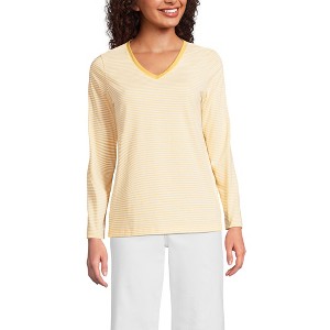 Lands' End Women's Relaxed Supima Cotton Long Sleeve V-Neck T-Shirt - 1 of 3