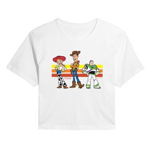 Women's - Toy Story 4 - Buzz, Woody, And Jessie Cropped Graphic T-Shirt - 1 of 4