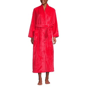 Lands' End Women's Cozy Plush Long Wrap Robe - 1 of 3