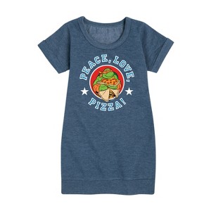 Girls' - Teenage Mutant Ninja Turtles - Peace Love Pizza Graphic Short Sleeve Fleece Dress - 1 of 4