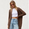 Women's Brown Open Front Long Sleeve Knit Cardigan - Cupshe - 2 of 4
