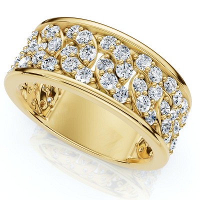 Pompeii3 1 1/4Ct Diamond Ring Men's Curb Chain Band in 10k White, Yellow, or Rose Gold