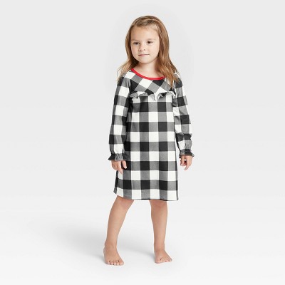 Toddler Holiday Buffalo Check Flannel Matching Family Pajama NightGown - Wondershop™ White 2T